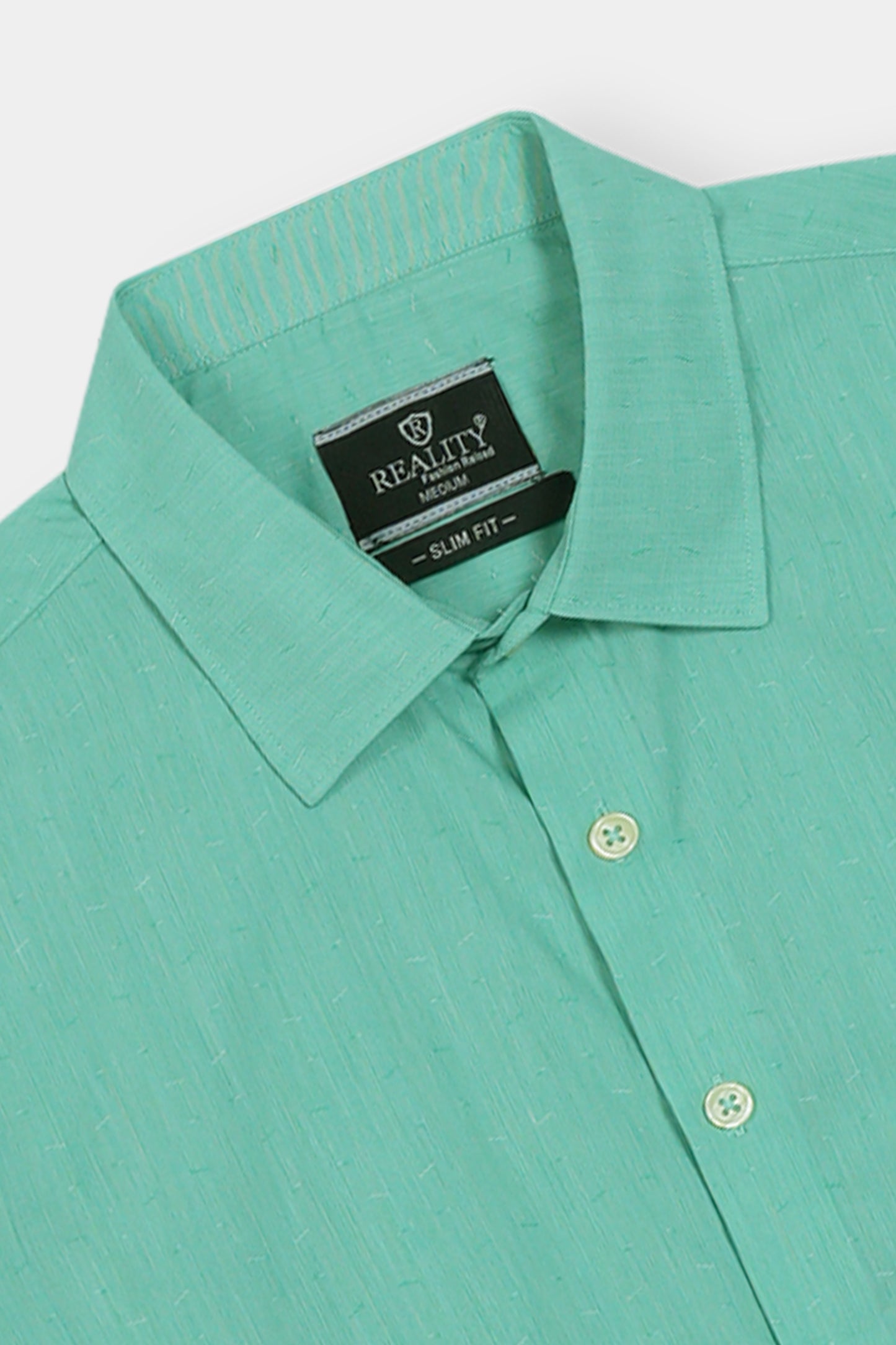 Men's Casual Short Sleeve Green Button-Down Shirt Reality