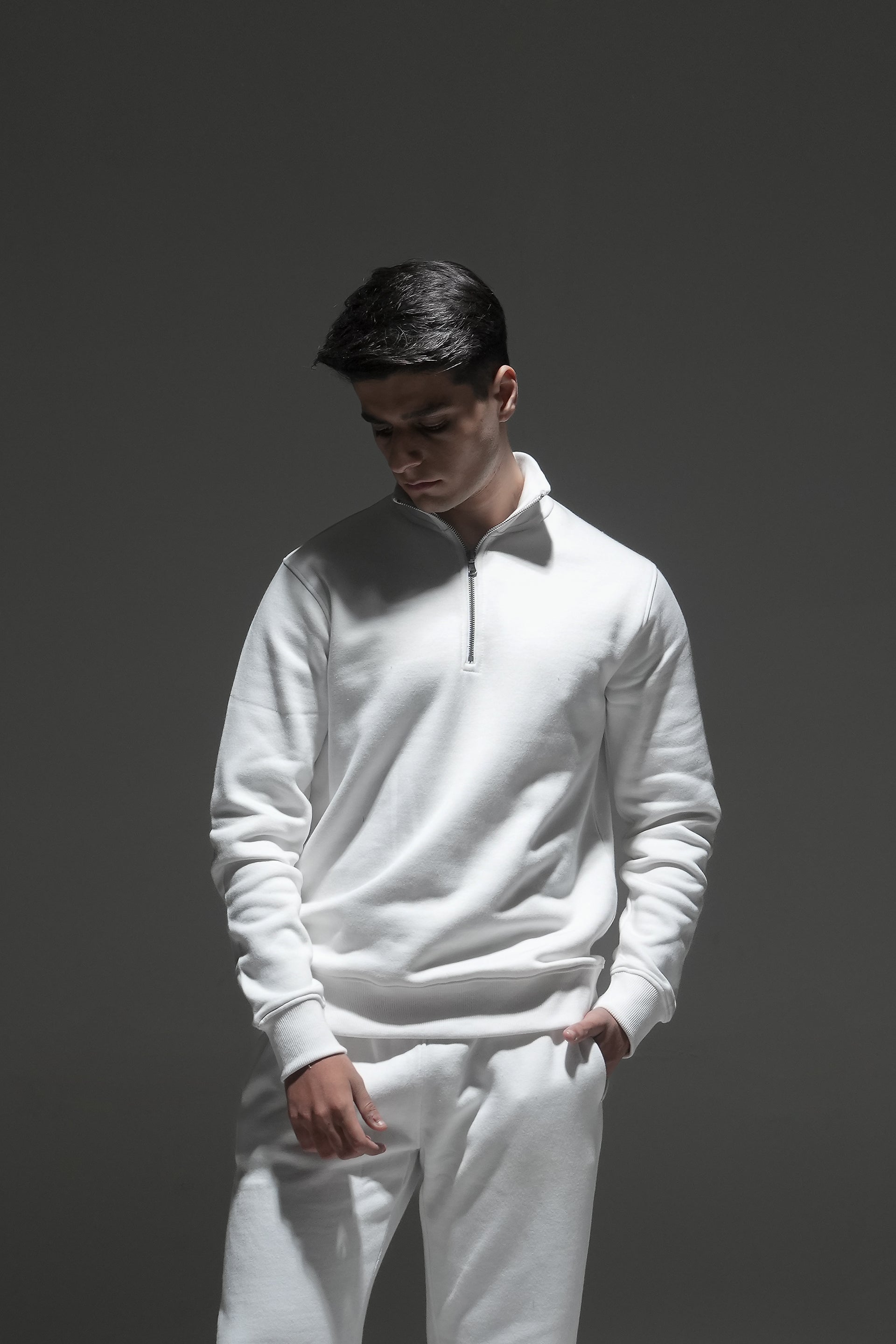 Men WHITE Zipper Pullover REALITY