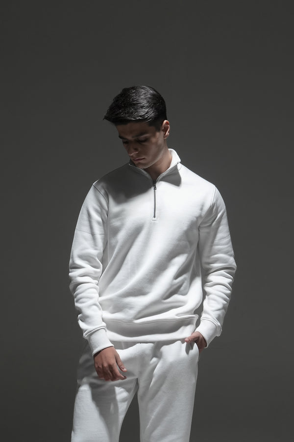 Men WHITE Zipper Pullover REALITY
