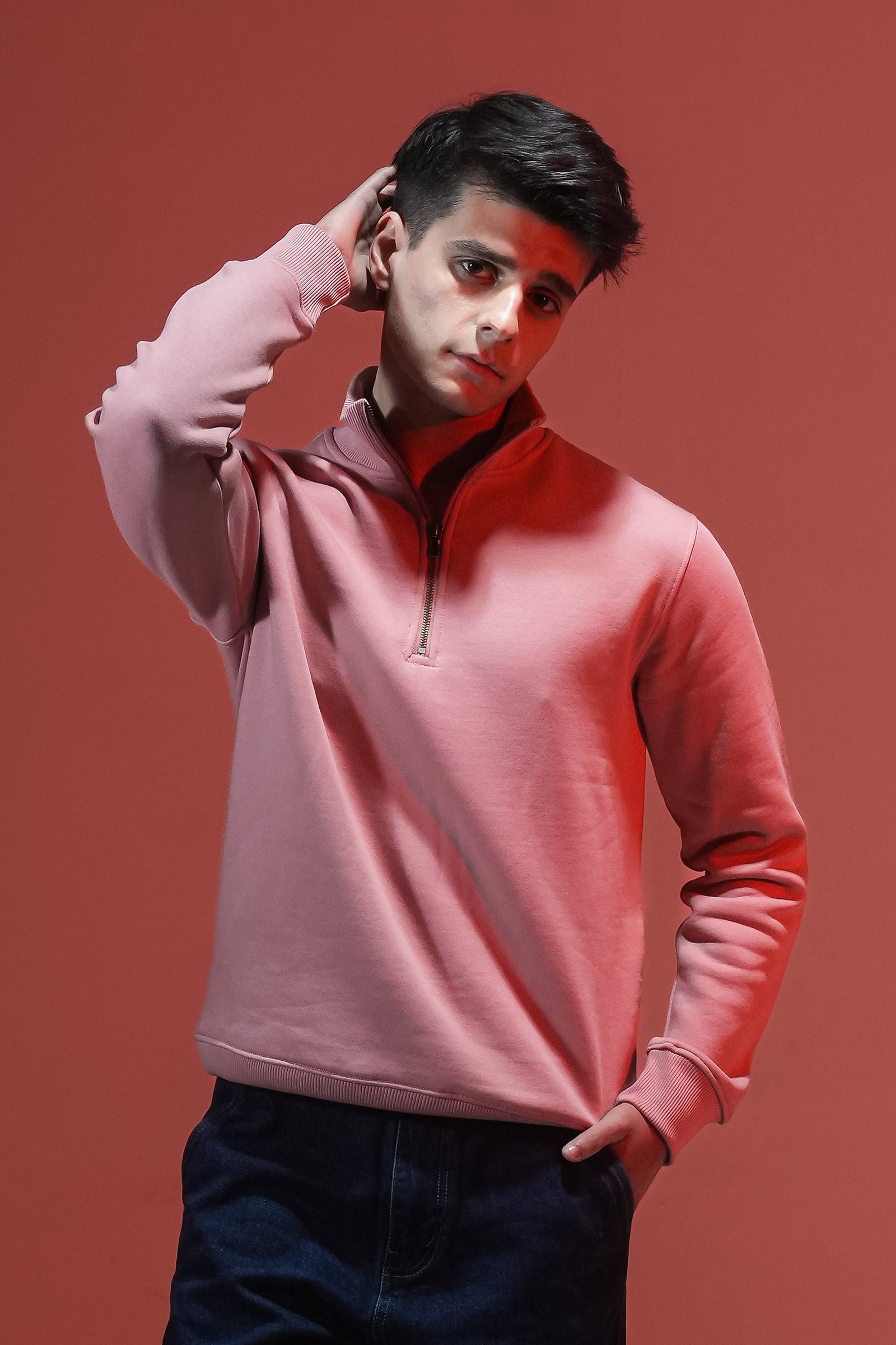 Men PINK Zipper Pullover REALITY