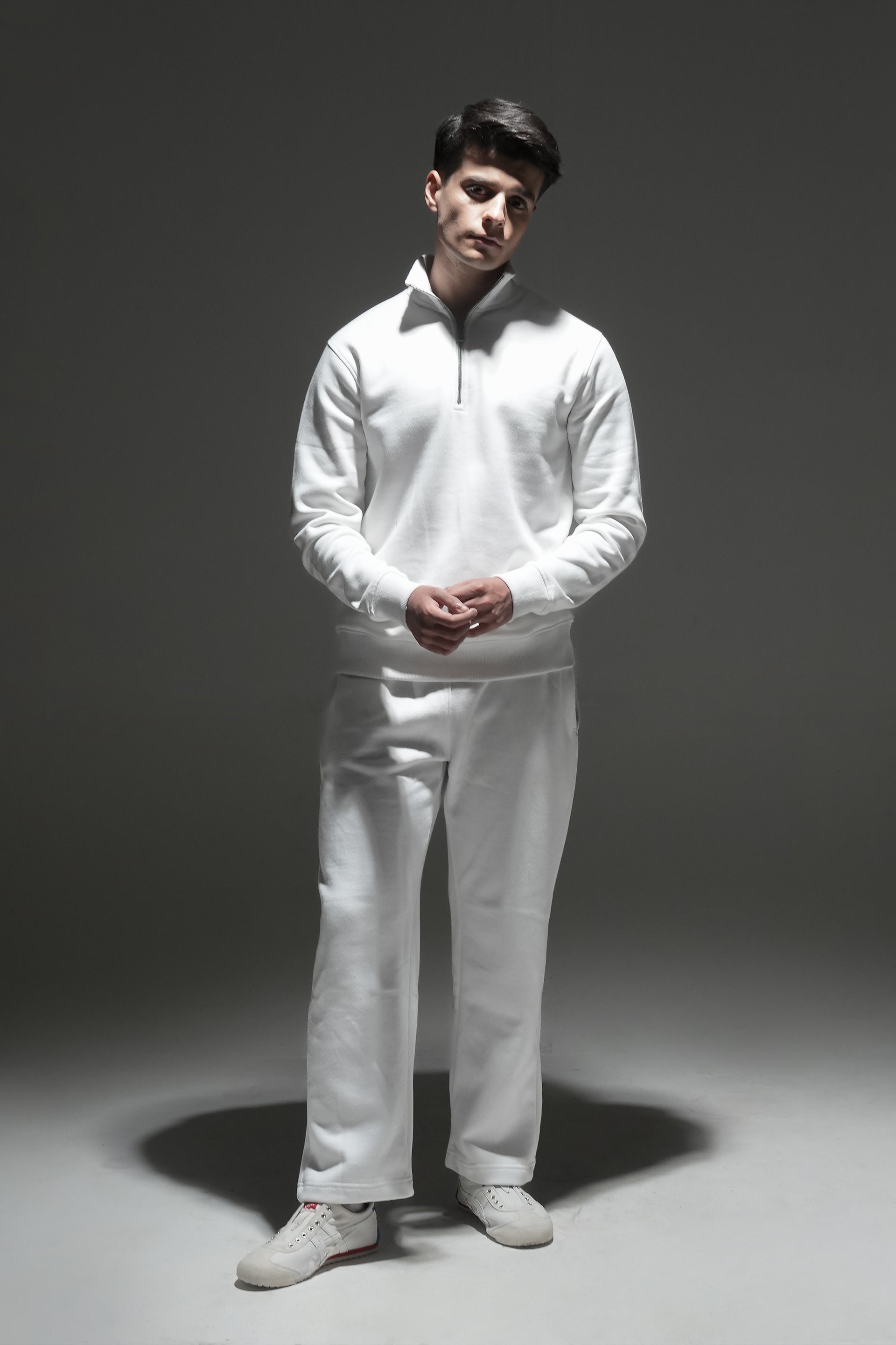 Men WHITE Zipper Pullover REALITY