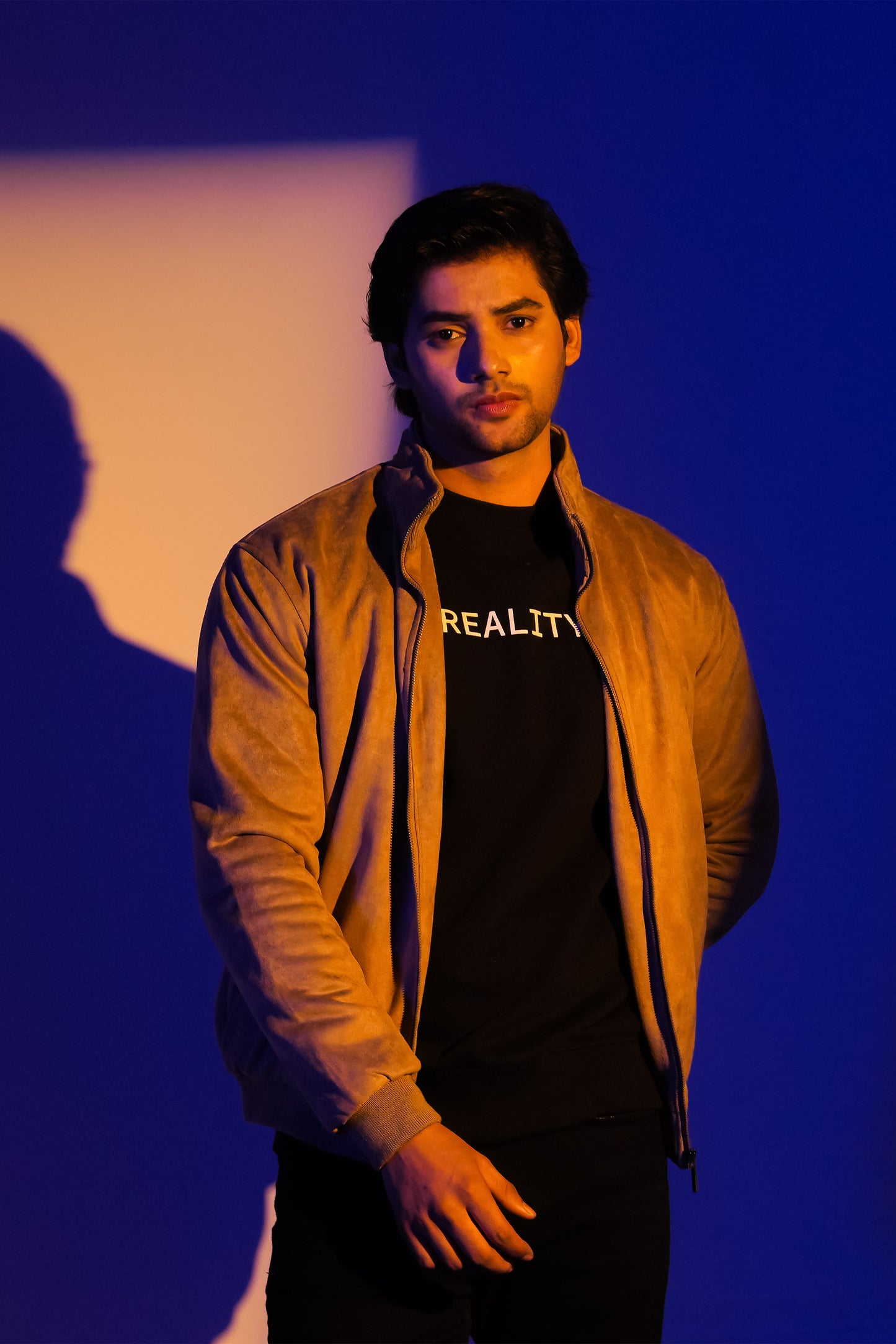 Earthbound Mocha Suede Bomber Jacket Reality