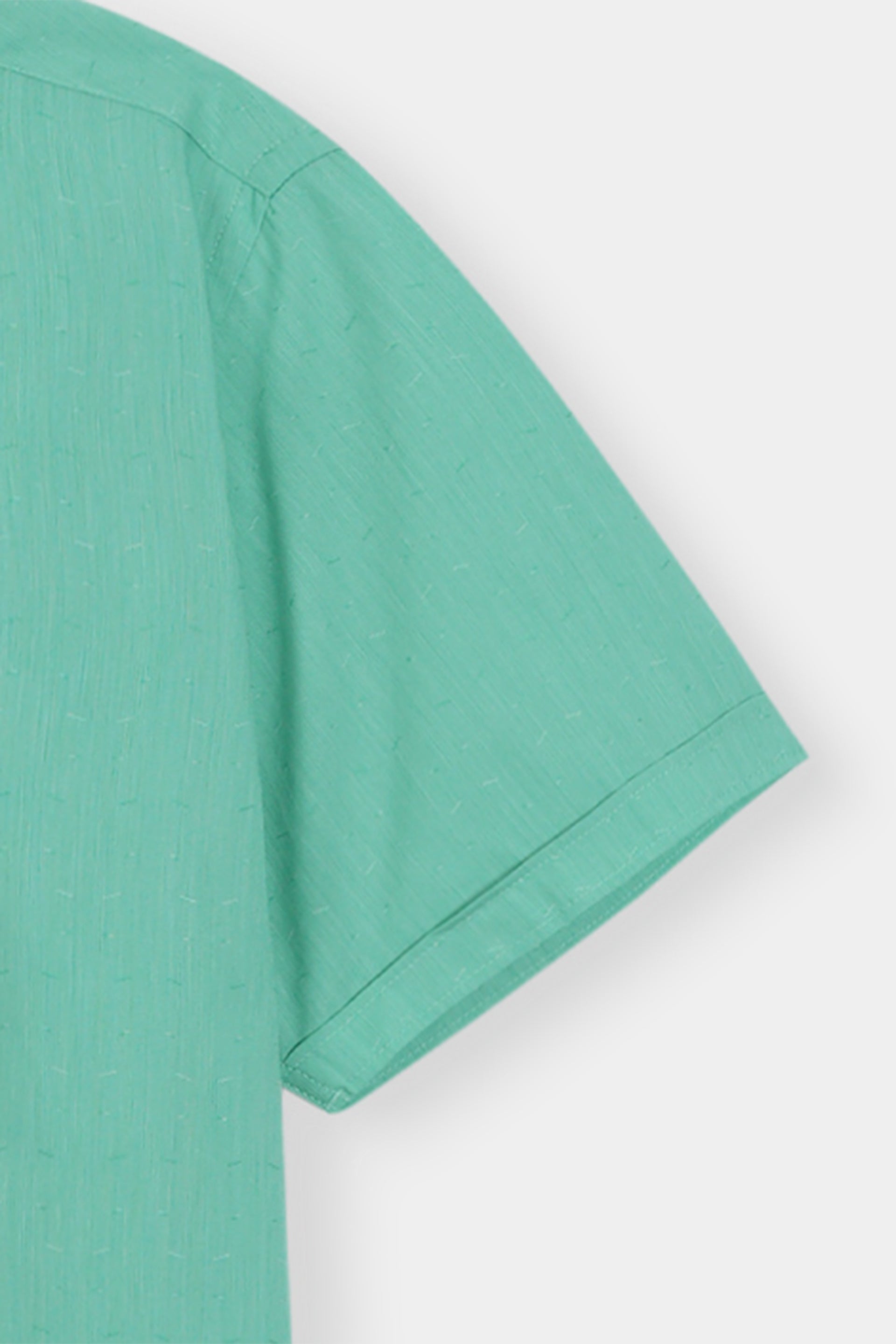 Men's Casual Short Sleeve Green Button-Down Shirt Reality