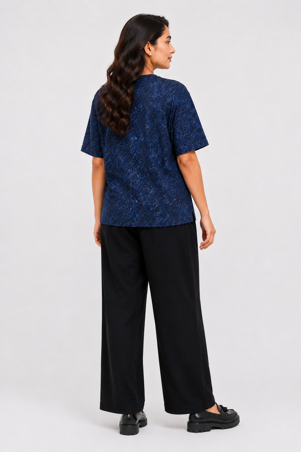 LADIES DOWN SHOULDER NAVY T-SHIRT Reality