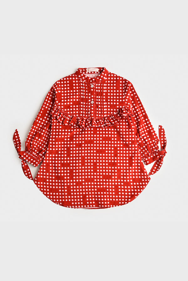 Girls Dotted Print Flannel Top REALITY