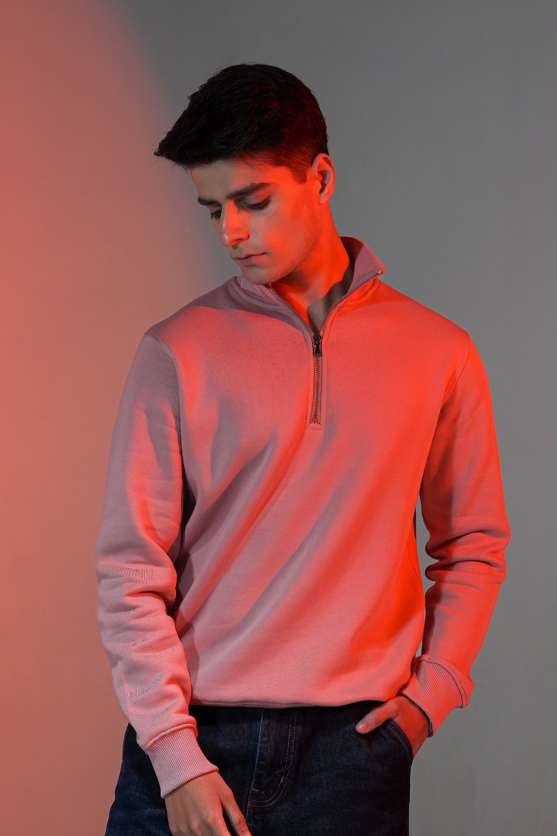 Men PINK Zipper Pullover REALITY