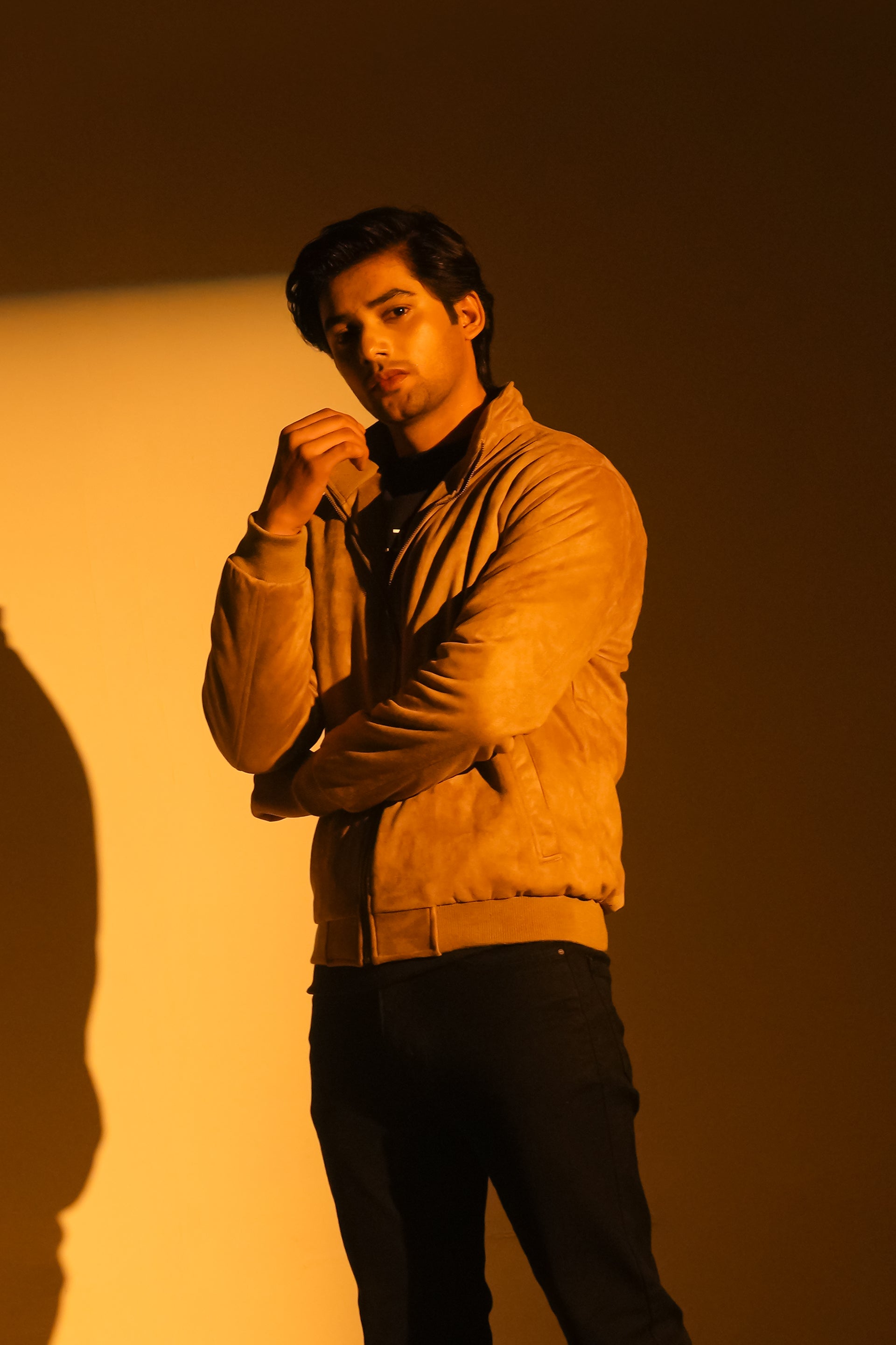 Earthbound Mocha Suede Bomber Jacket Reality