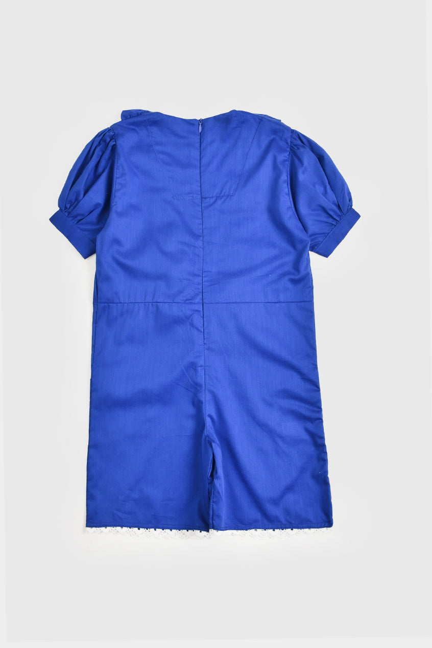Royal Blue Ruffled Cotton Jumpsuit Reality