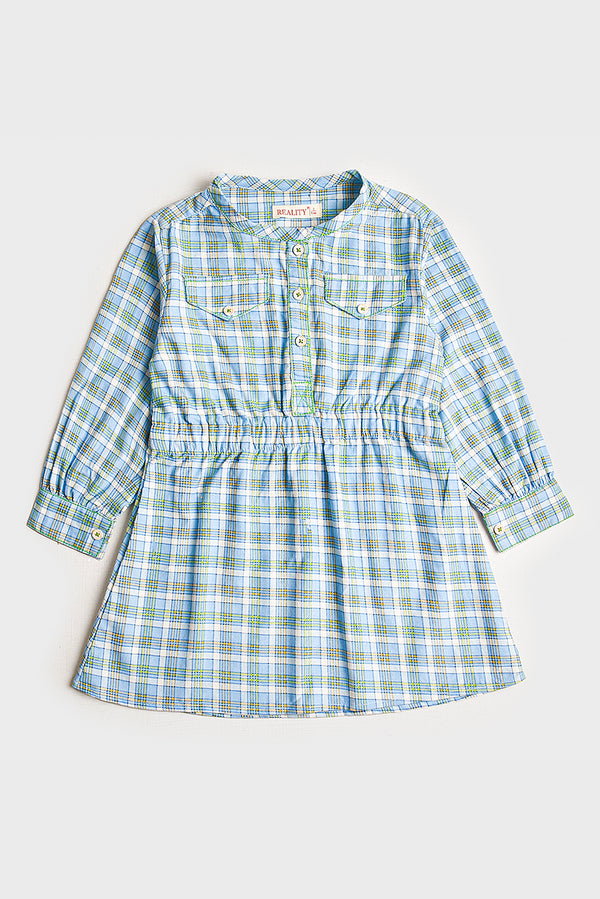 Girls Sky Checkered Top