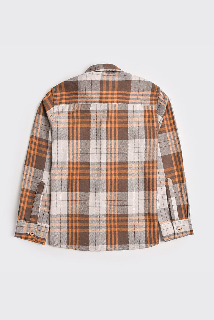 Brown Checked Flannel Casual Shirt - Reality