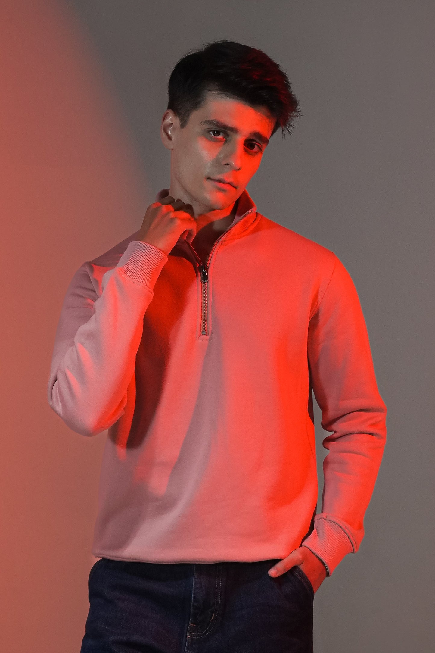 Men PINK Zipper Pullover REALITY