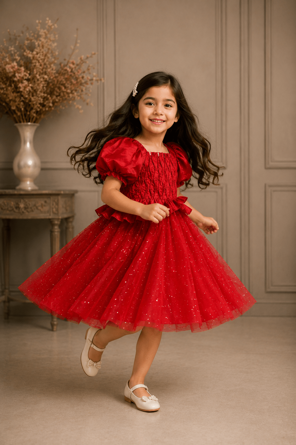 GIRLS MEHROON FROCK Reality