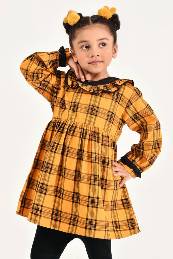 Mustard Frilled Flannel Top
