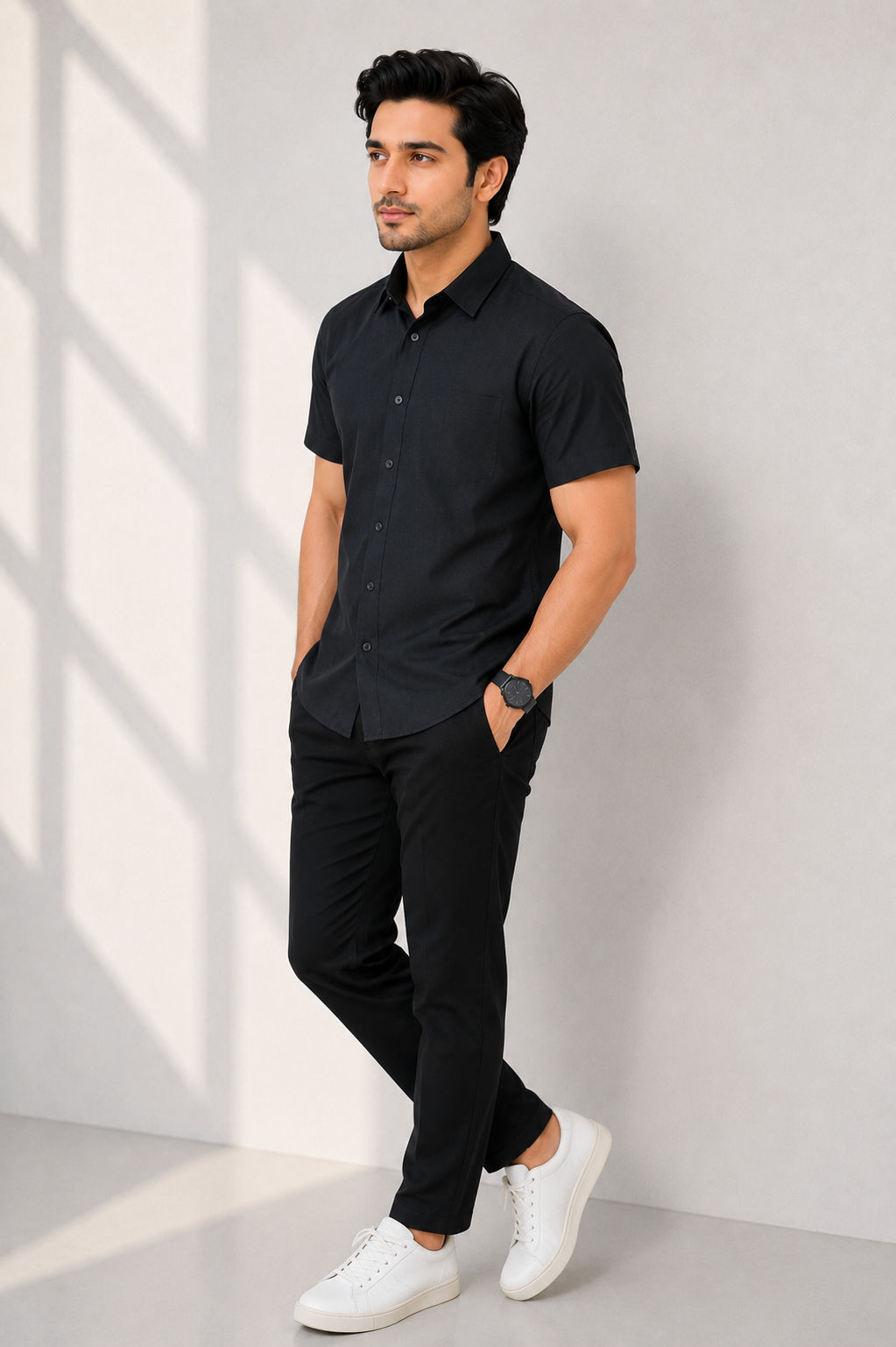 MEN CASUAL BLACK SHIRT