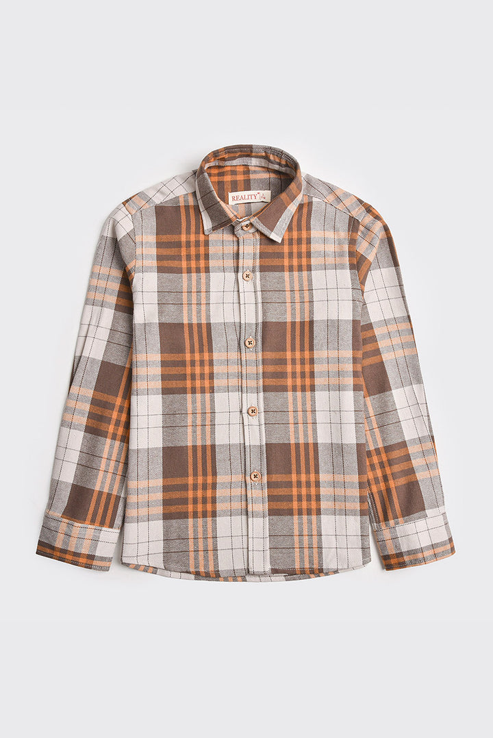 Brown Checked Flannel Casual Shirt - Reality