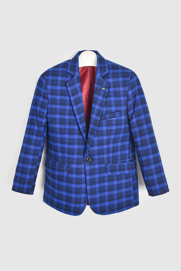 Royal Blue Checkered Coat