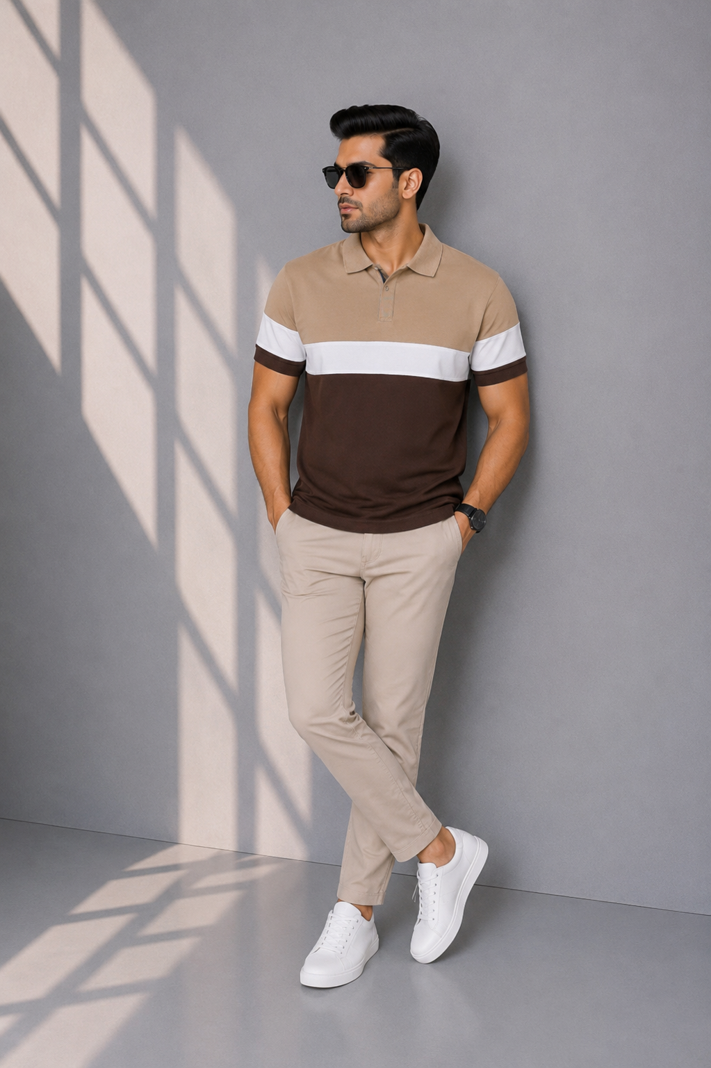 MEN LIGHT DARK BROWN POLO