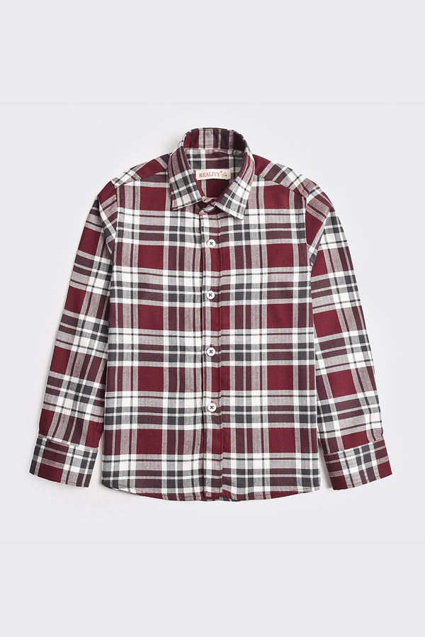 Maroon Checked Flannel Casual Shirt REALITY