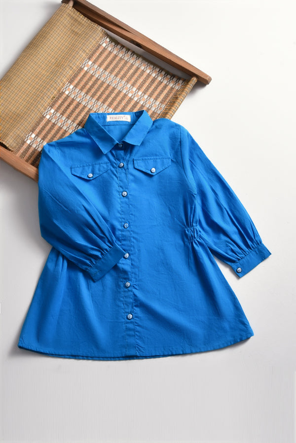 Blue Classic Collared Top