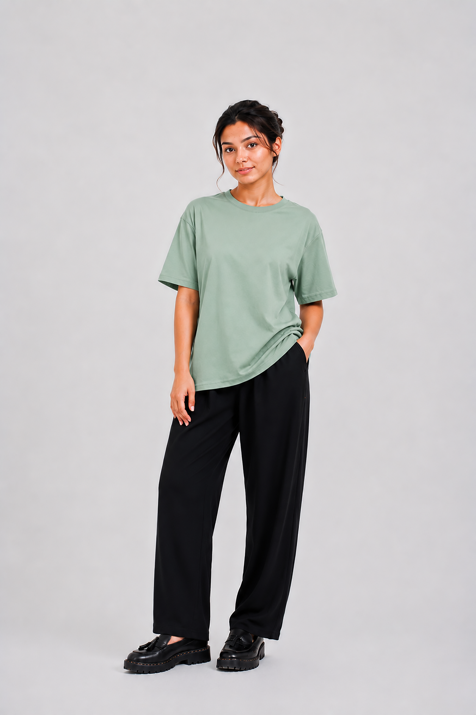 LADIES DOWN SHOULDER OLIVE T-SHIRT Reality