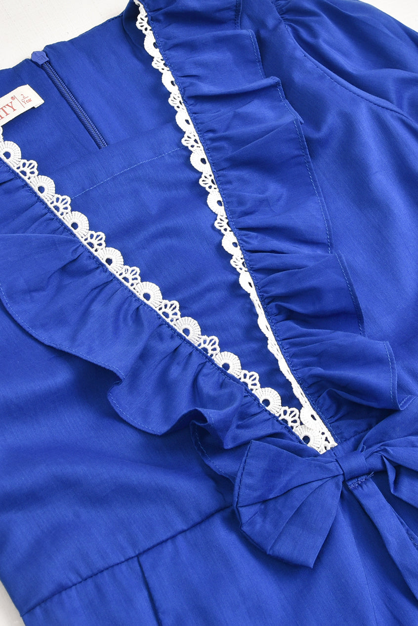 Royal Blue Ruffled Cotton Jumpsuit Reality