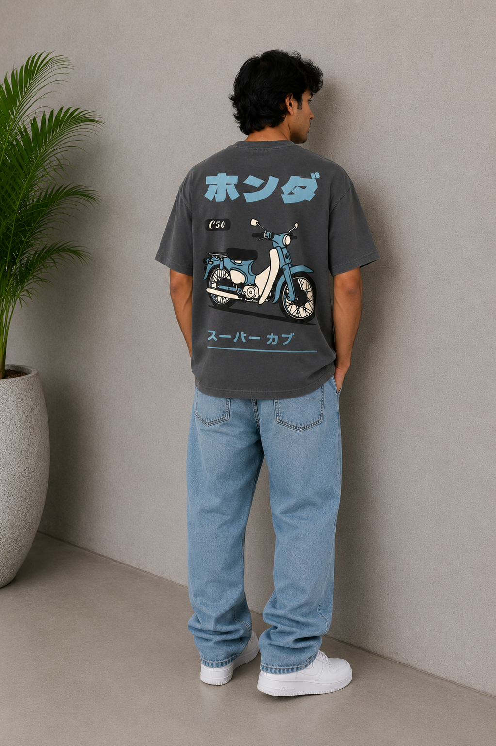 MEN DROP SHOULDER GREY PRINTED T-SHIRT Reality