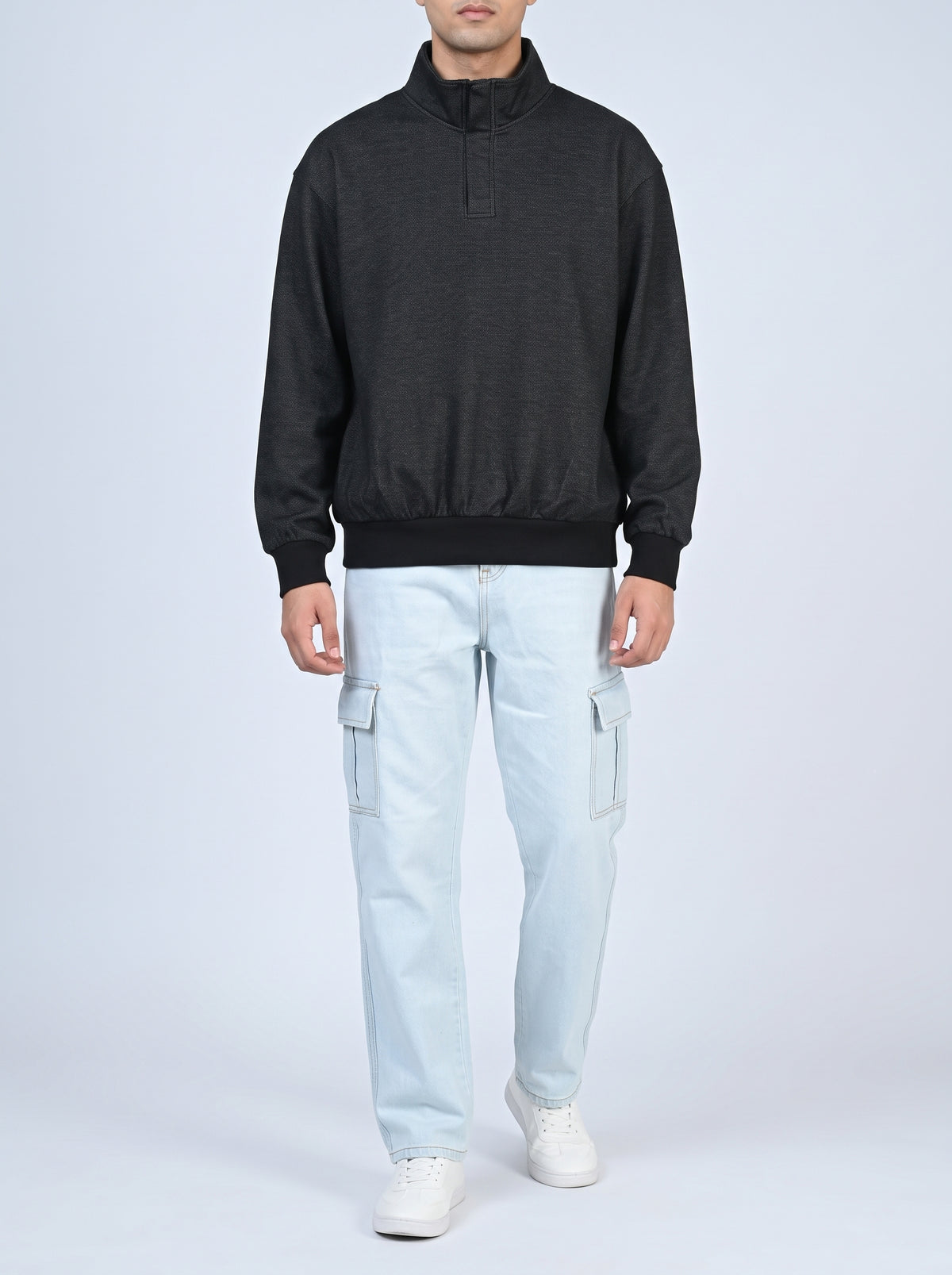HALF ZIP BLACK MOCK NECK REALITY