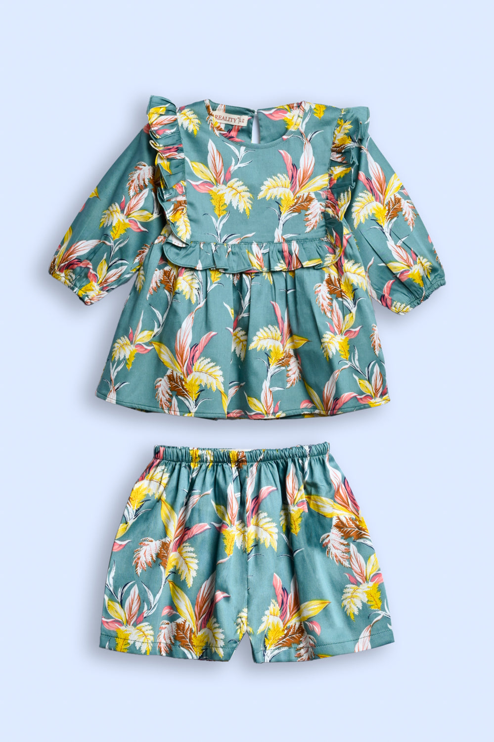 FRILLY BLOSSOM GREEN SUIT Reality