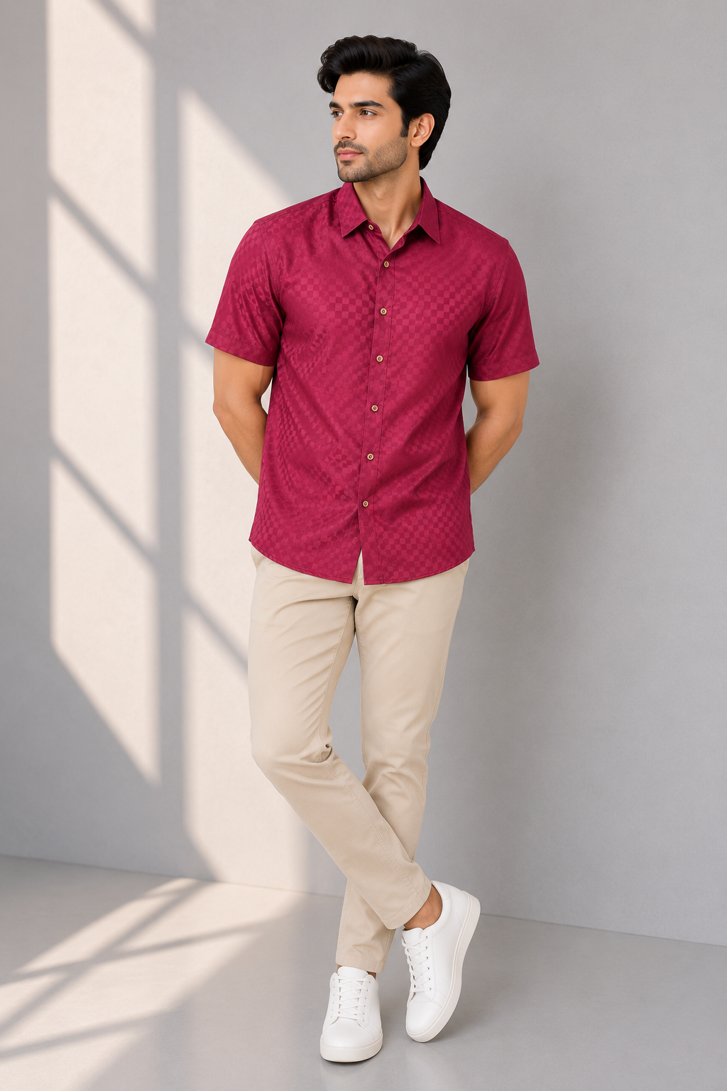 MEN CASUAL LIGHT MEHROON SHIRT Reality