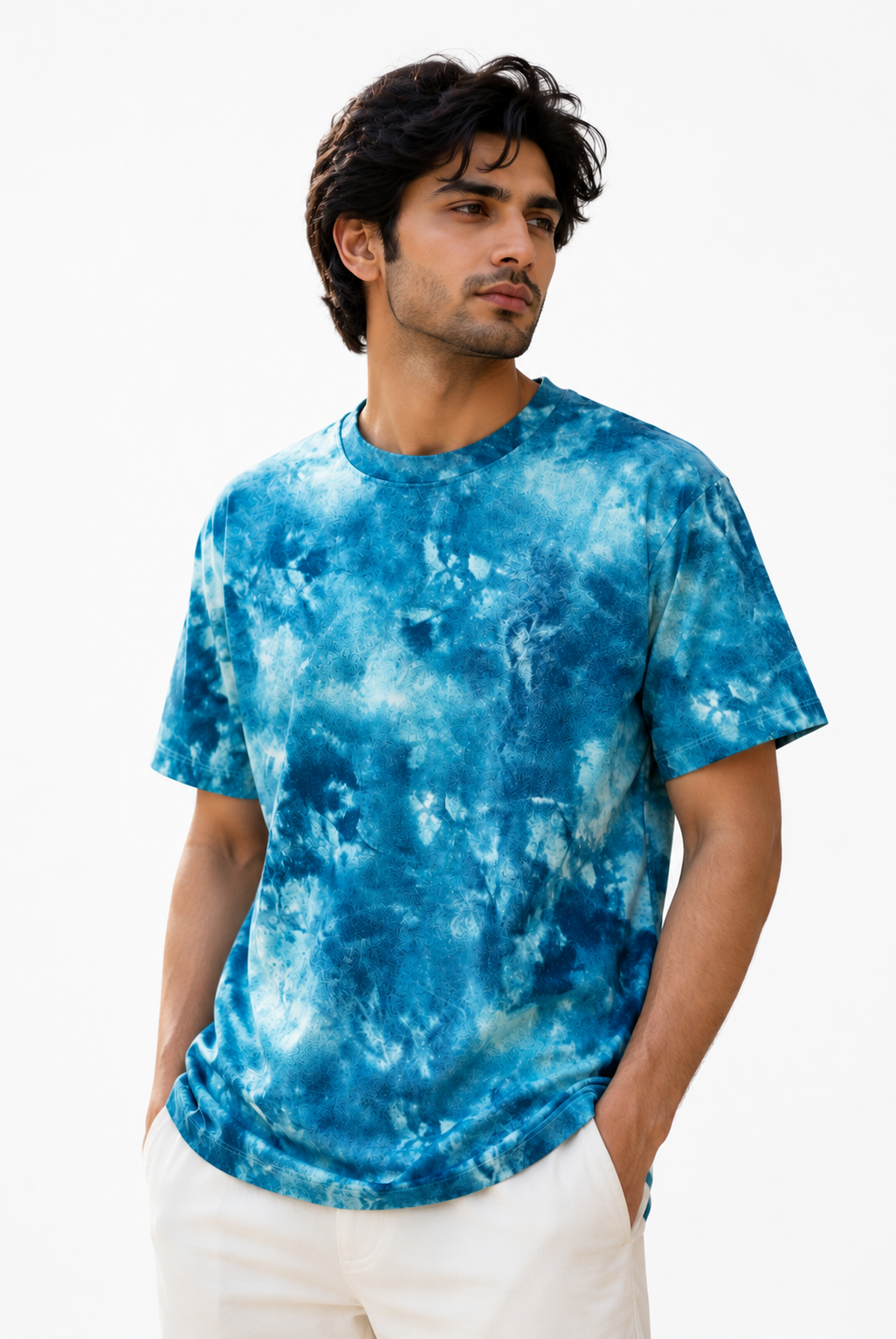 MEN TIE & DYE DOWN SHOULDER T-SHIRT Reality