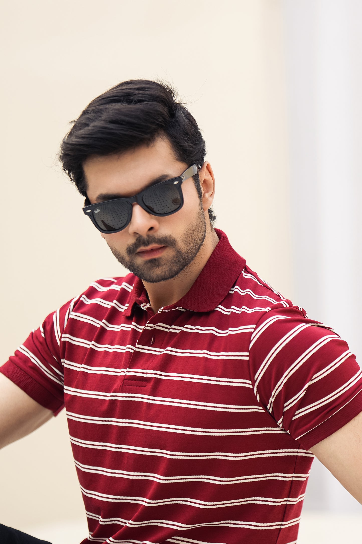 MEN MEHROON Strip Polo Shirt Reality