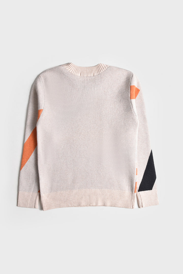 Imported Premium Boys Sweater White Orange REALITY