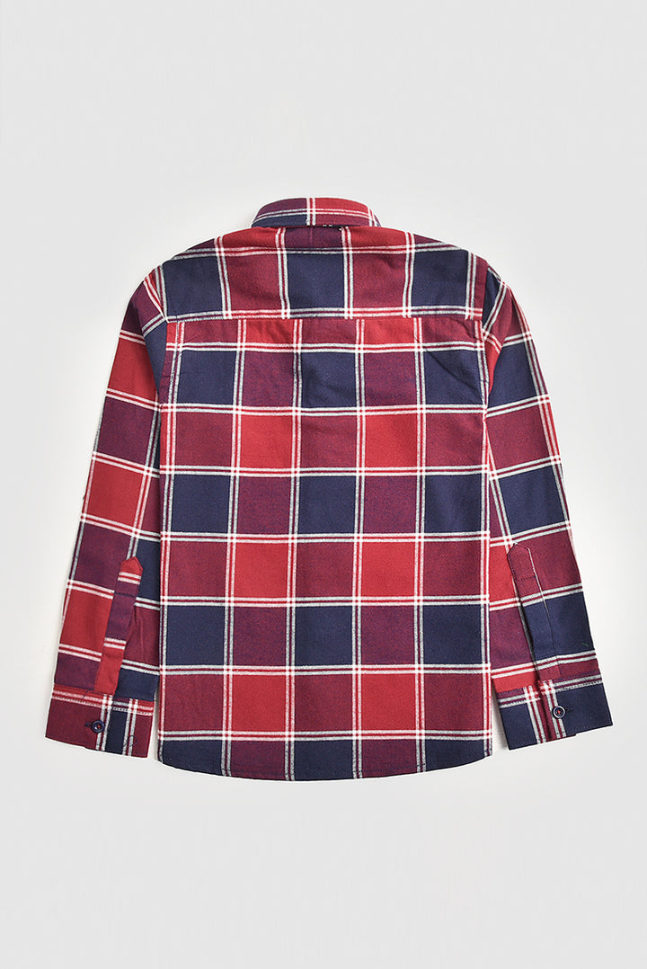 Maroon and Navy Plaid Flannel Shirt REALITY