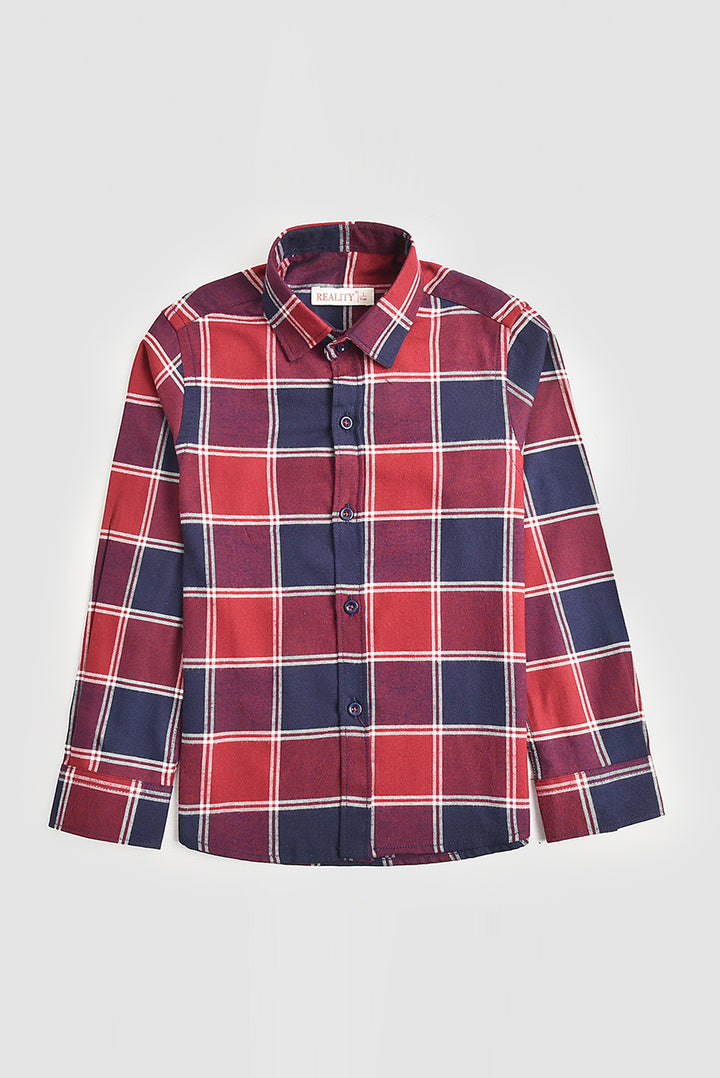 Maroon and Navy Plaid Flannel Shirt REALITY