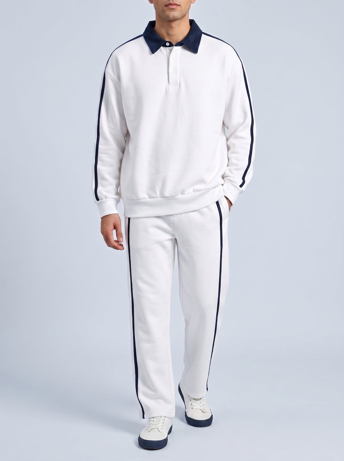 CONTRAST COLLAR JUMPER WHITE Reality