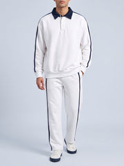 CONTRAST COLLAR JUMPER WHITE