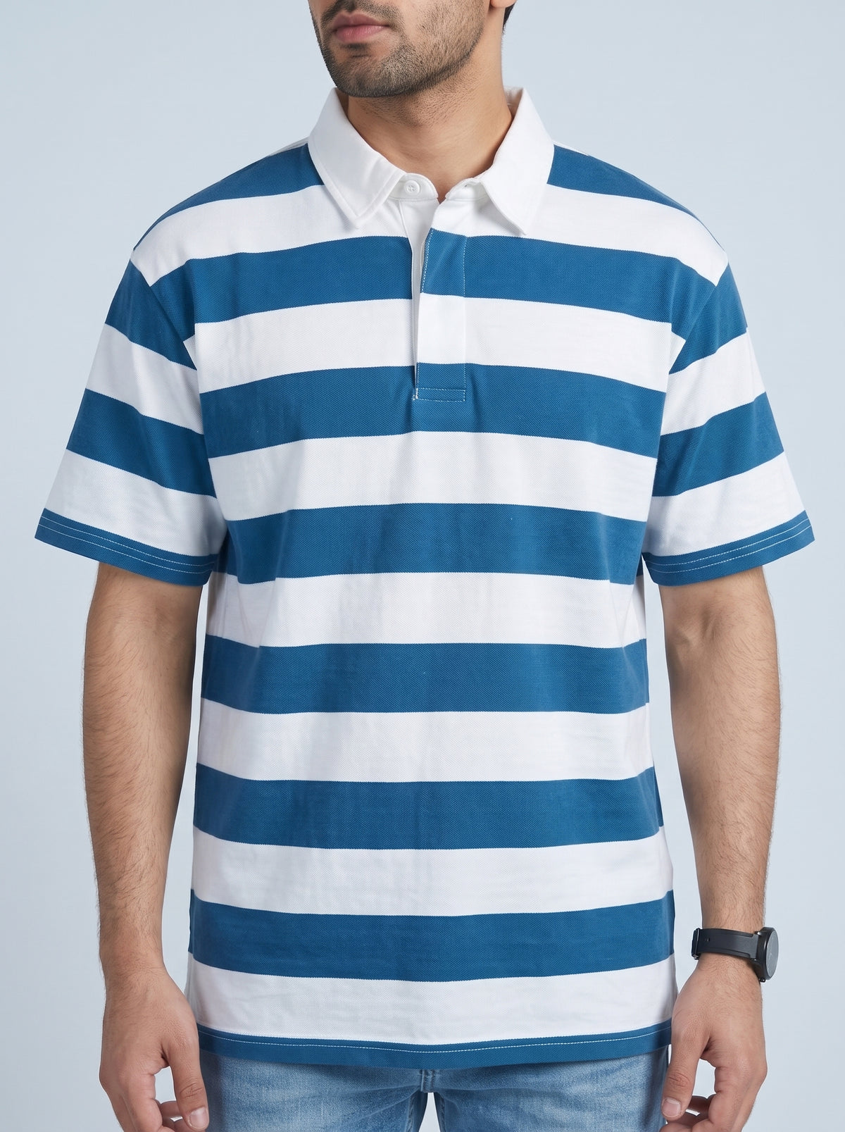 TWILL COLLAR YARN DYED blue POLO Reality