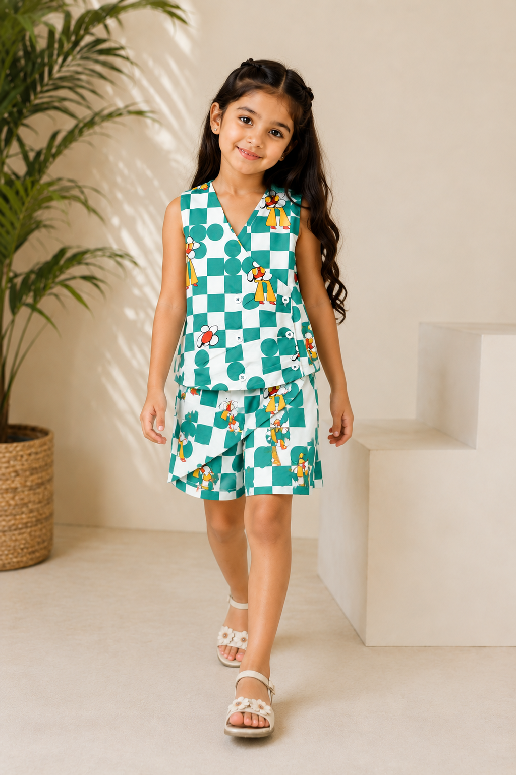 GREEN TANERINE BLOOM CO-ORD