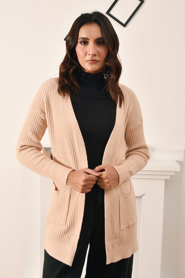 Classic Comfort Knit Cardigan Beige