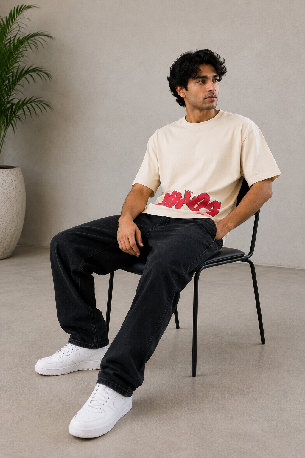 MEN OFF WHITE PRINTED T-SHIRT Reality