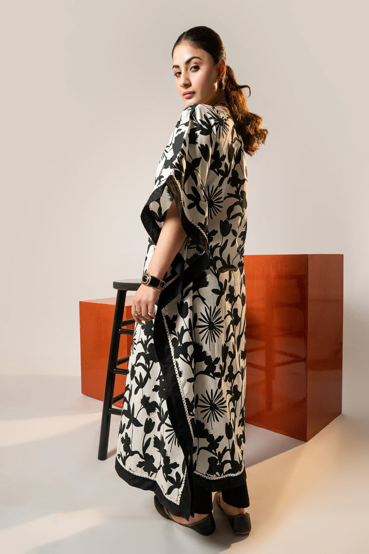 Charcoal Fusion Flora White Kaftan REALITY