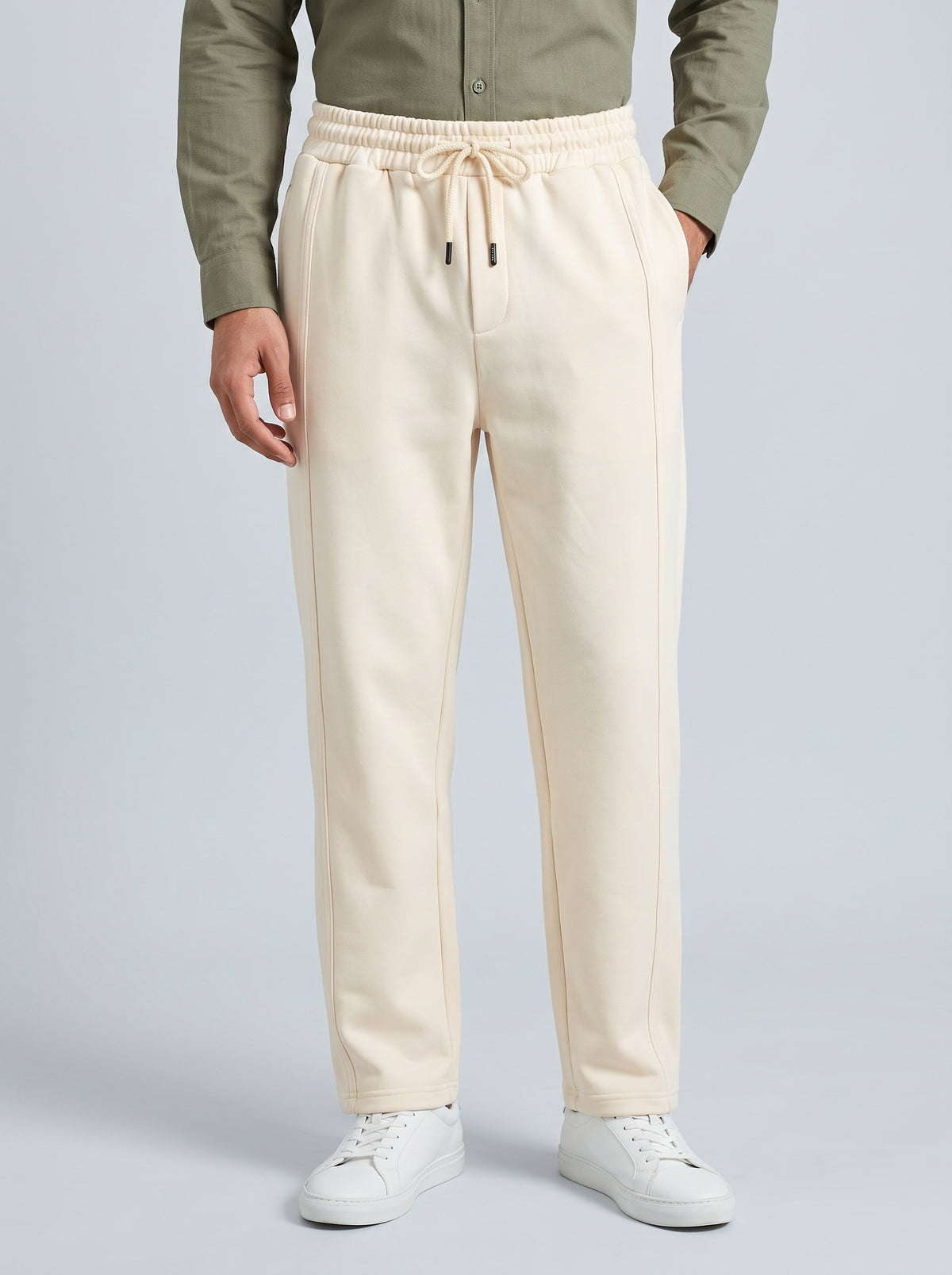 INTERLOCK TAPERED OFF WHITE TROUSER Reality