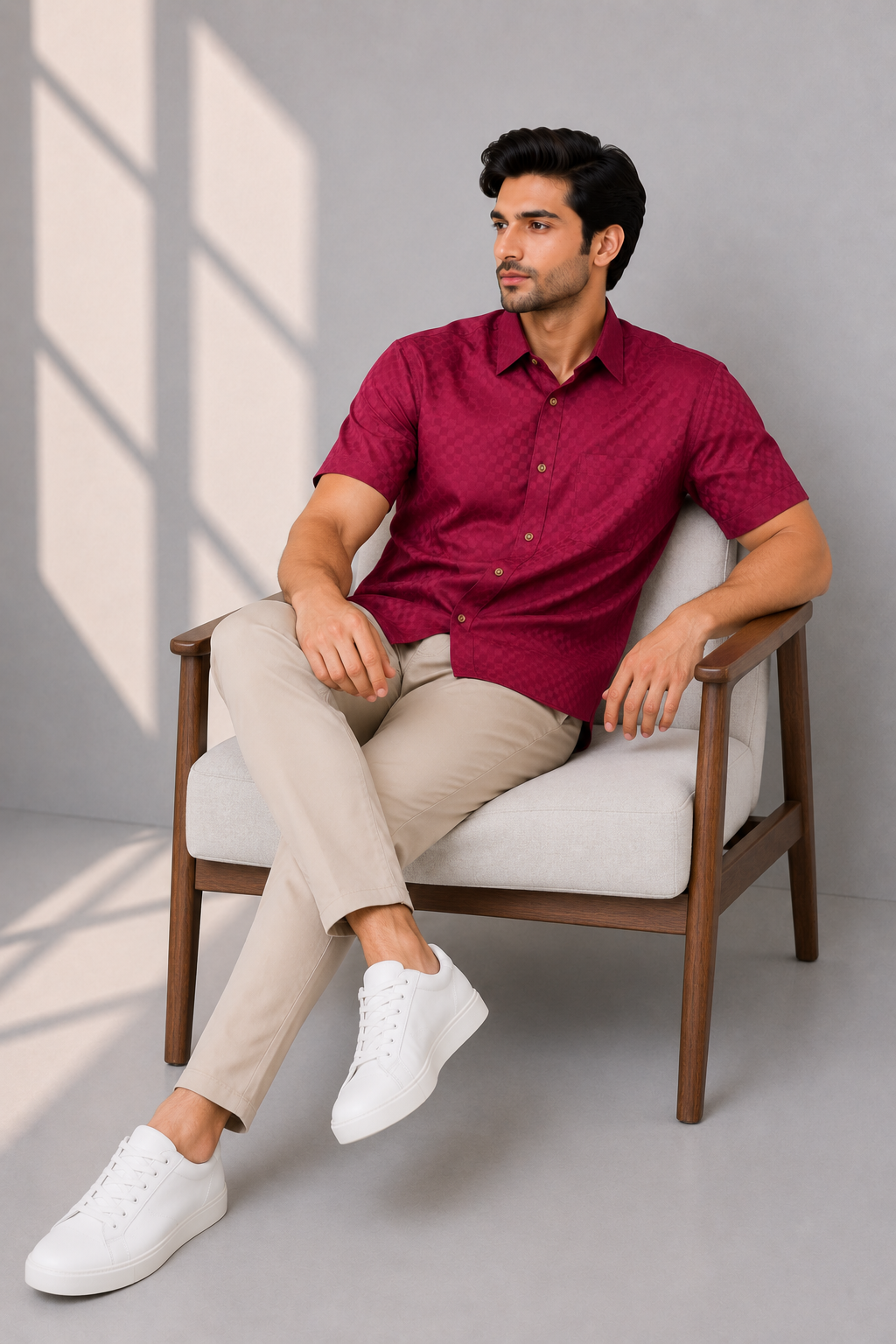 MEN CASUAL LIGHT MEHROON SHIRT