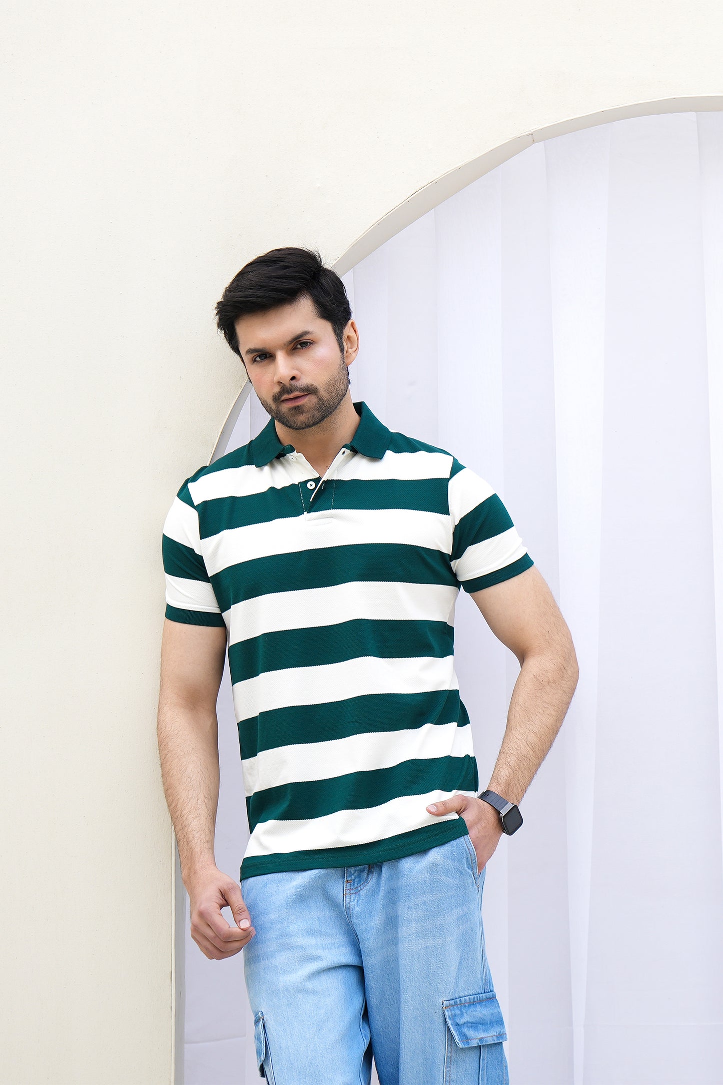 MEN GREEN Rugby Polo Shirt Reality