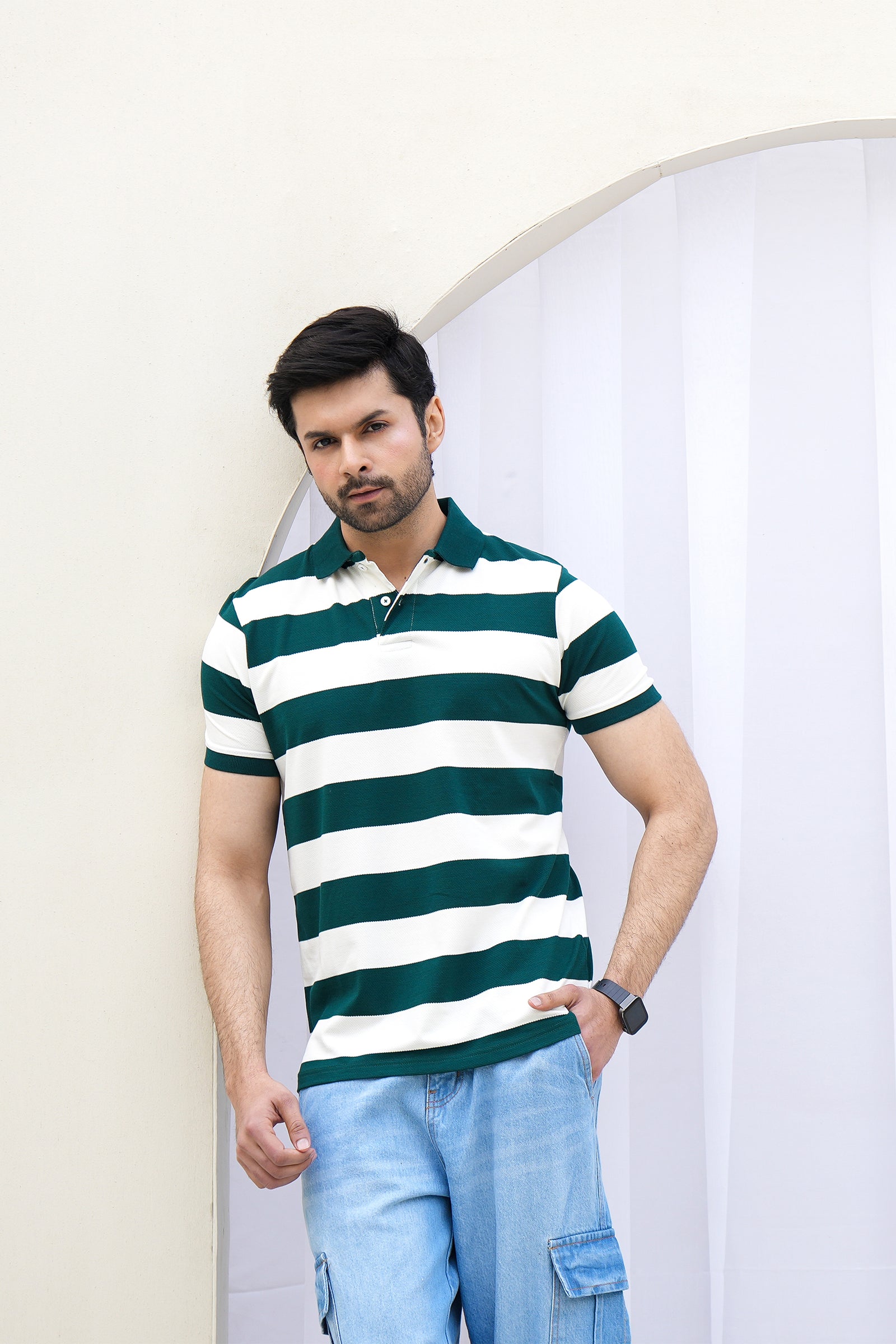 MEN GREEN Rugby Polo Shirt Reality