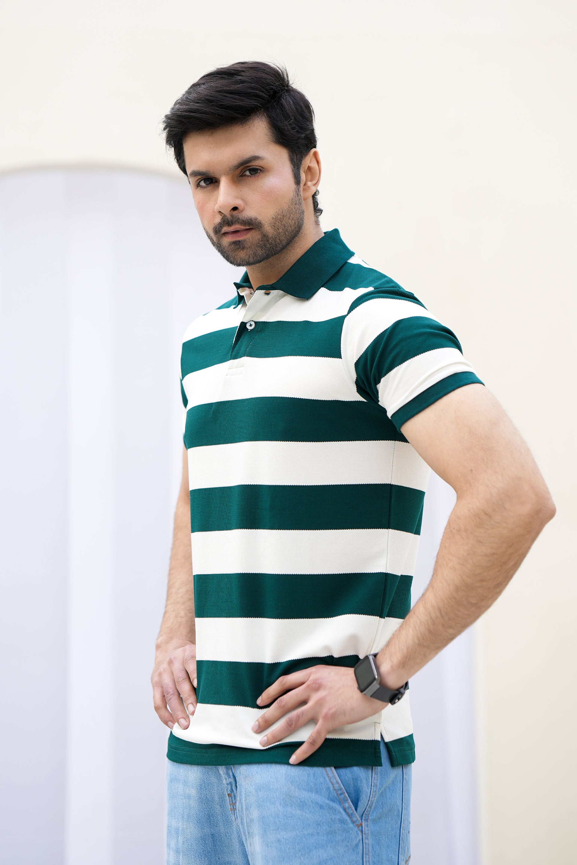 MEN GREEN Rugby Polo Shirt Reality