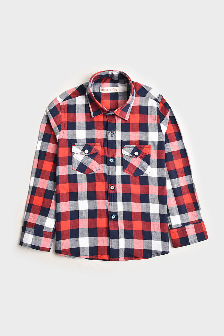 Red Plaid Flannel Casual Shirt REALITY