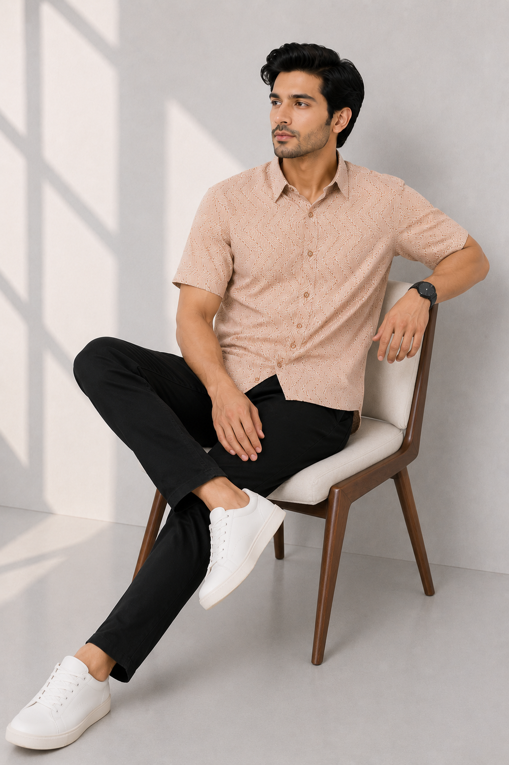 MEN CASUAL BROWN SHIRT