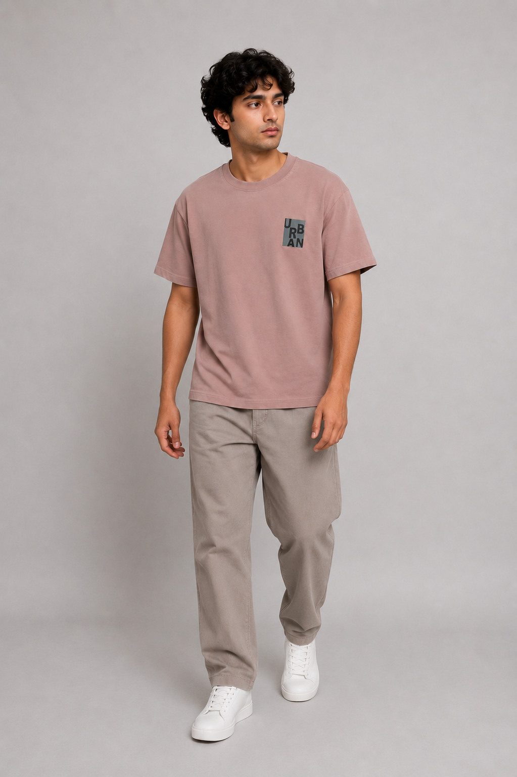 MEN TEA PINK DOWN SHOULDERT-SHIRT Reality