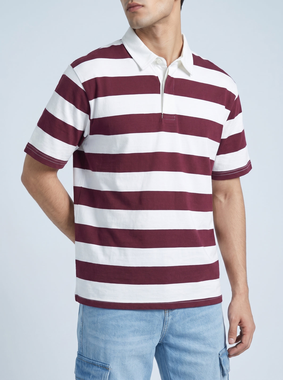TWILL COLLAR YARN DYED mehroon POLO Reality